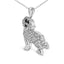 Collar de colgante de labrador retriever de plata esterlina .925 con diamantes