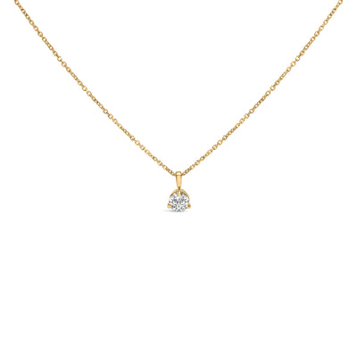 Pendentif en diamant solitaire rond en or jaune 14K - 18"