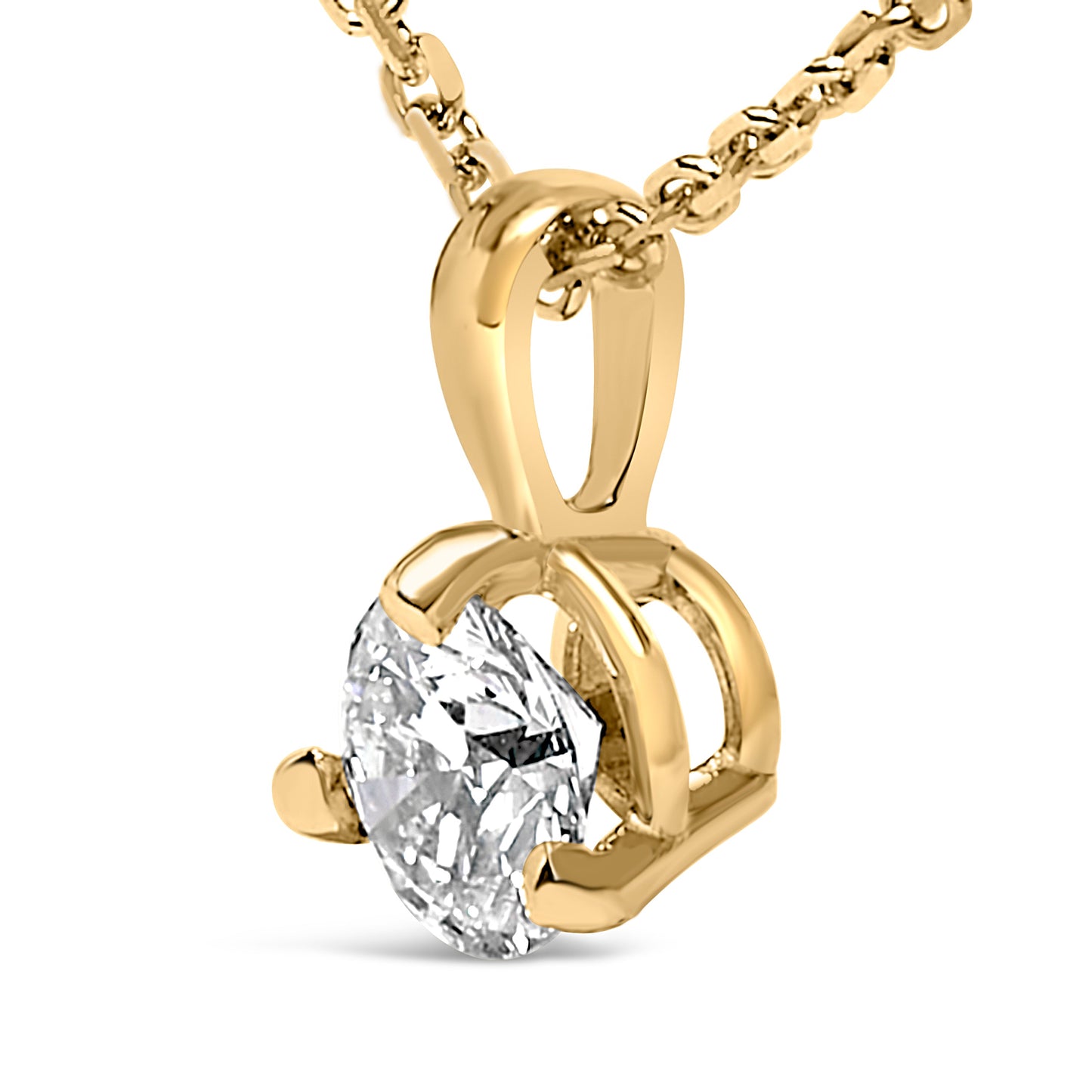 14K Yellow Gold Round Diamond Solitaire Pendant Necklace - 18"