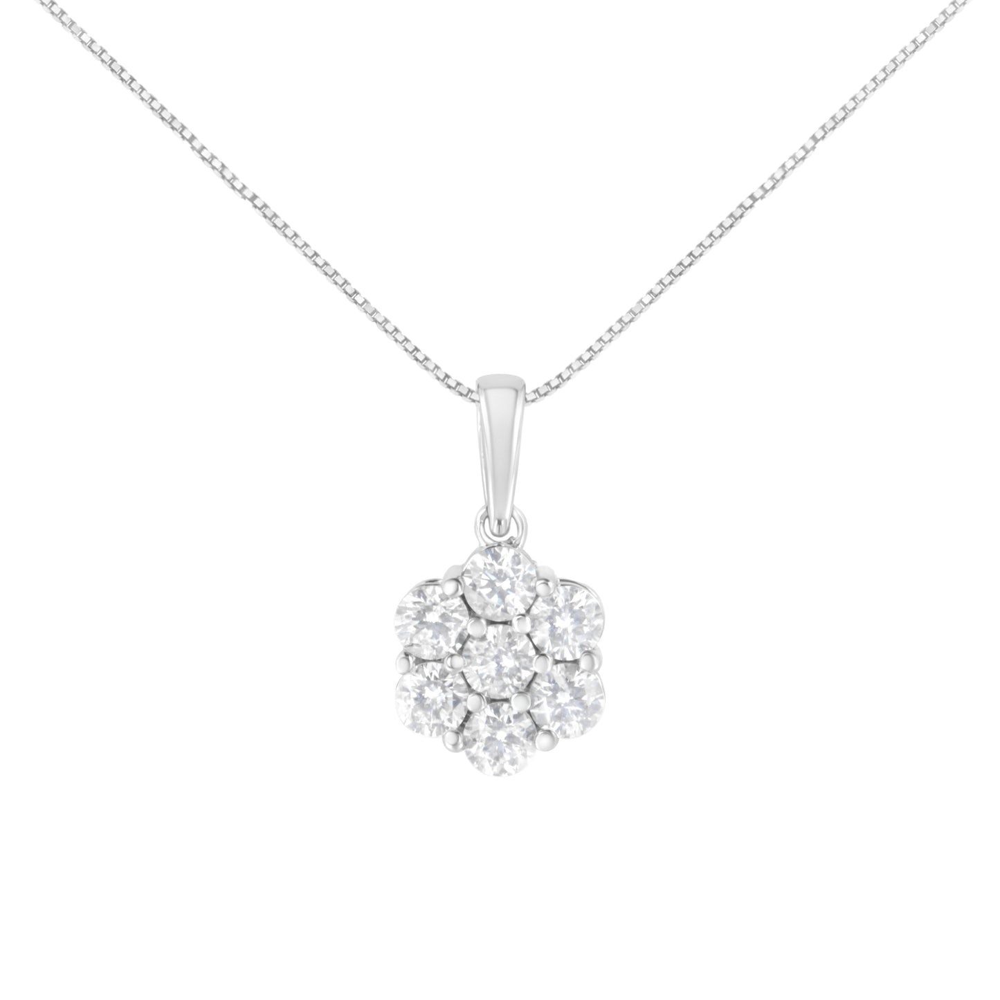 Pendentif collier en diamant en fleur en or blanc 14K 2,00 cttw
