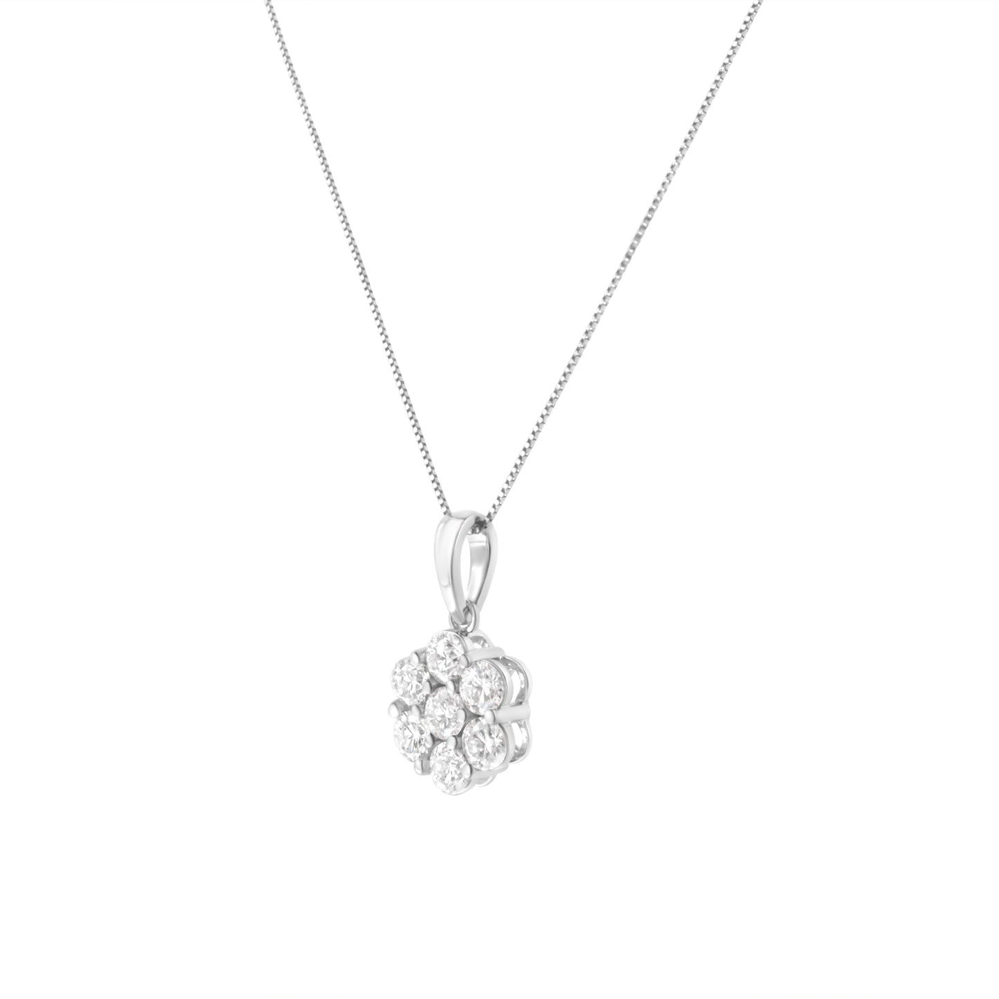Pendentif collier en diamant en fleur en or blanc 14K 2,00 cttw