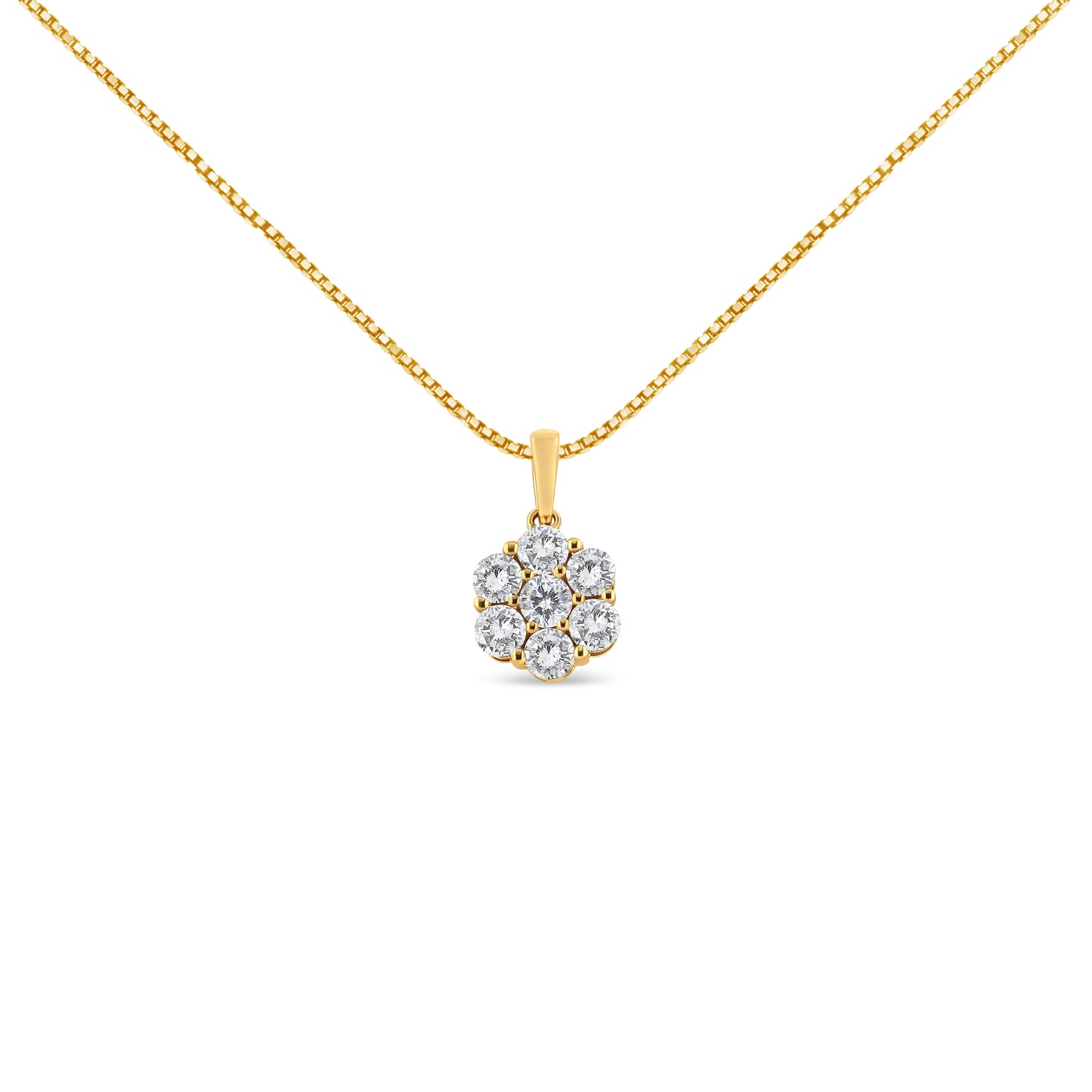Collar con colgante de flor en diamantes de 2.00 Cttw en oro amarillo de 14K