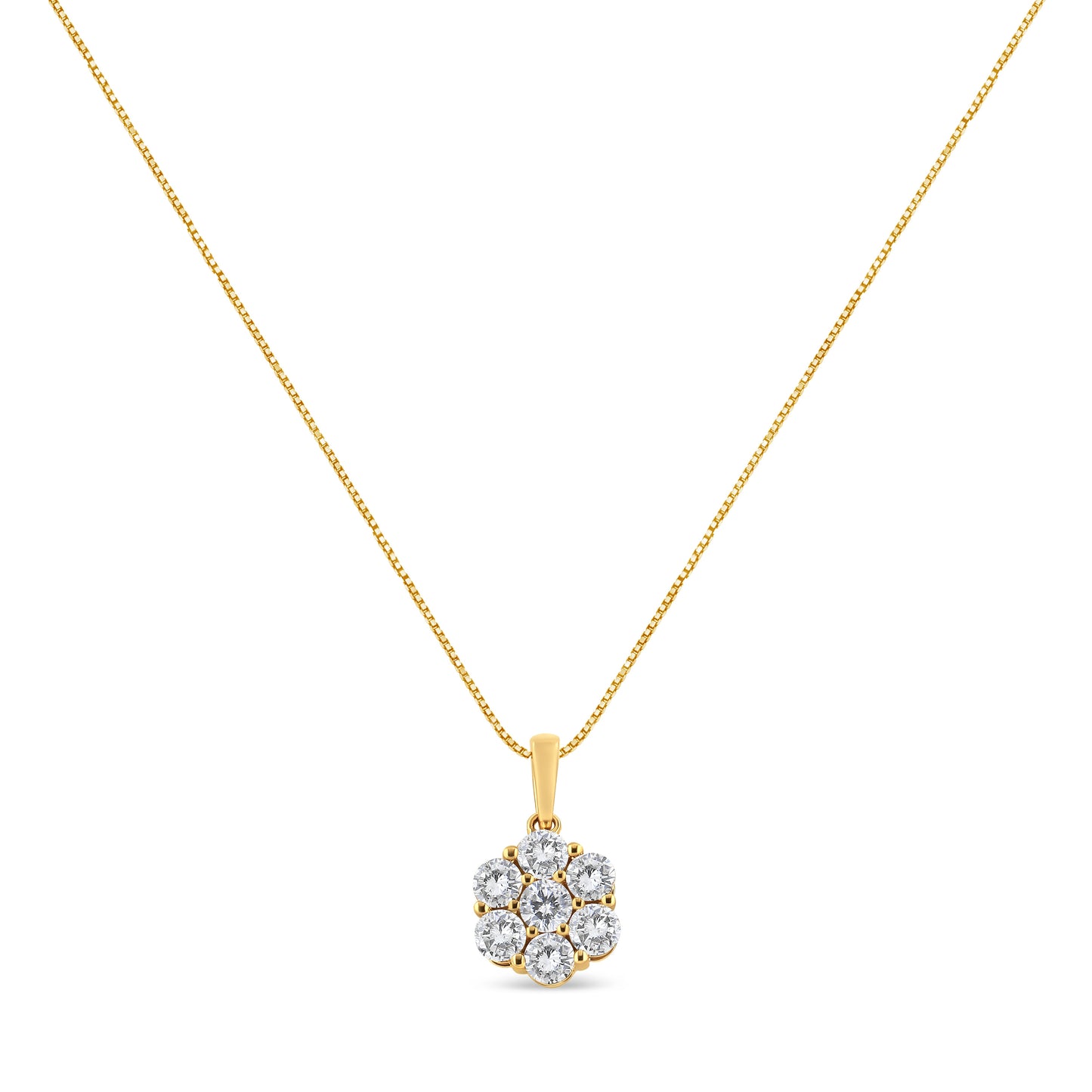 Collar con colgante de flor en diamantes de 2.00 Cttw en oro amarillo de 14K