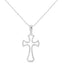Collier Pendentif Croix Ouverte Encadrée de Diamants en Argent Sterling .925