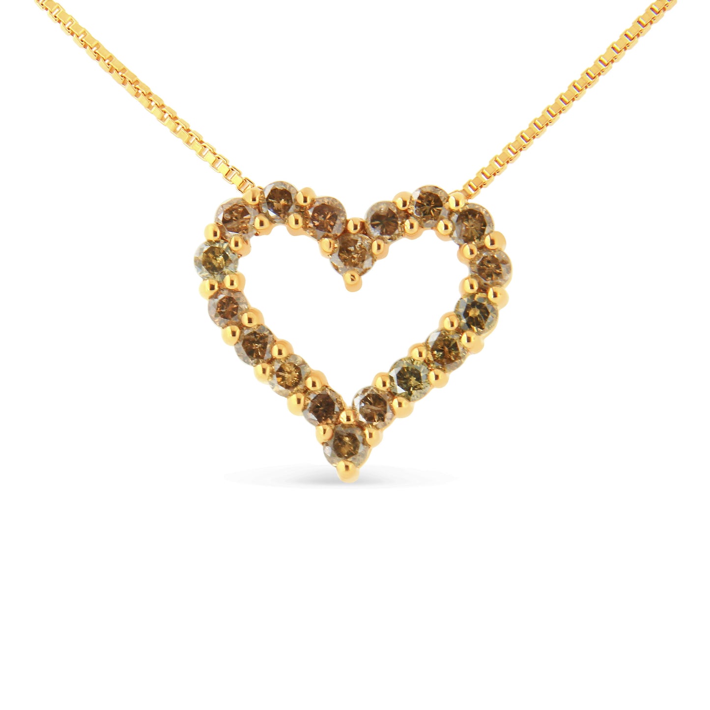 Collar con Colgante de Corazón Baño de Oro de 14K con Diamantes Champagne