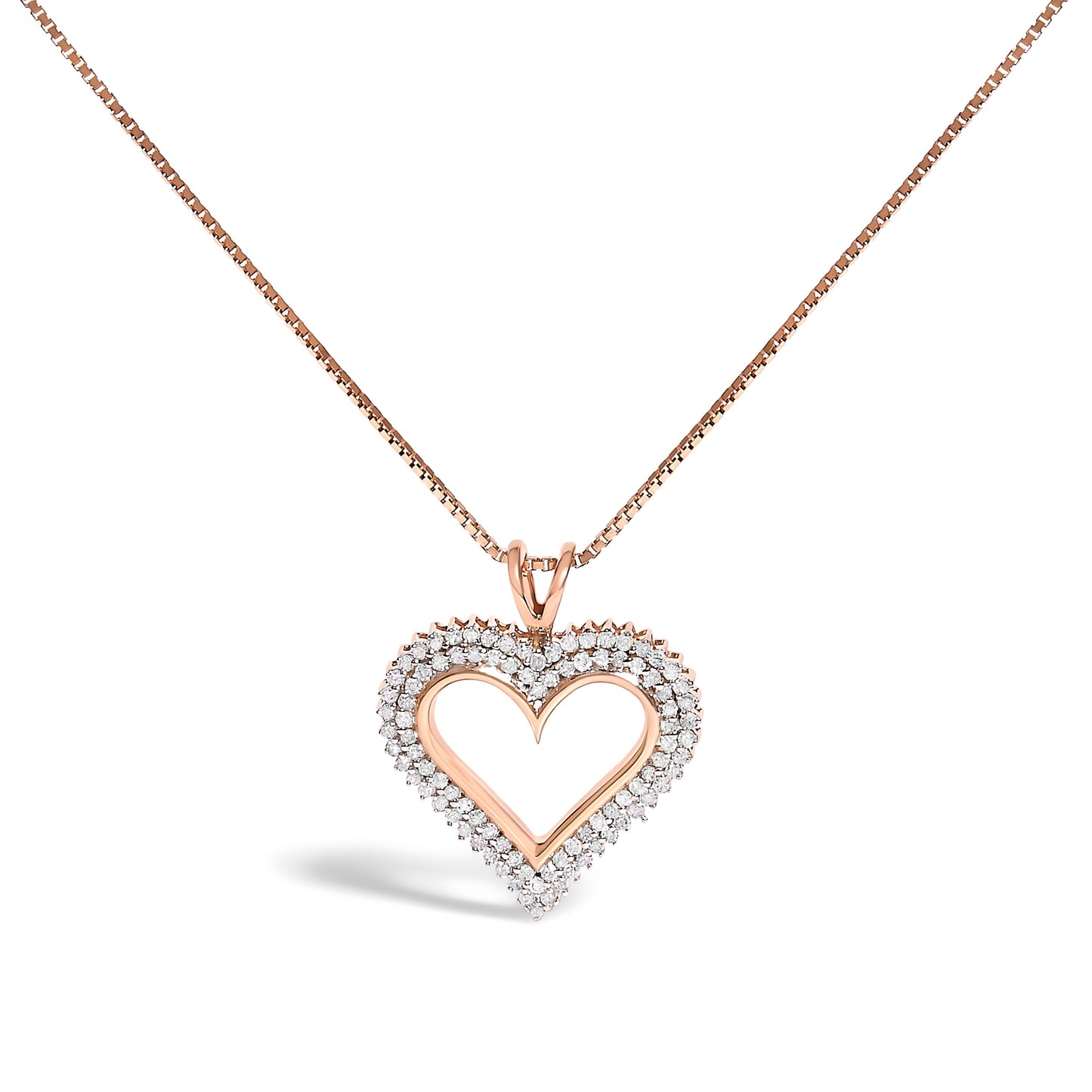 Collar con Colgante de Corazón de Diamante de Plata Esterlina .925 1.00 Cttw