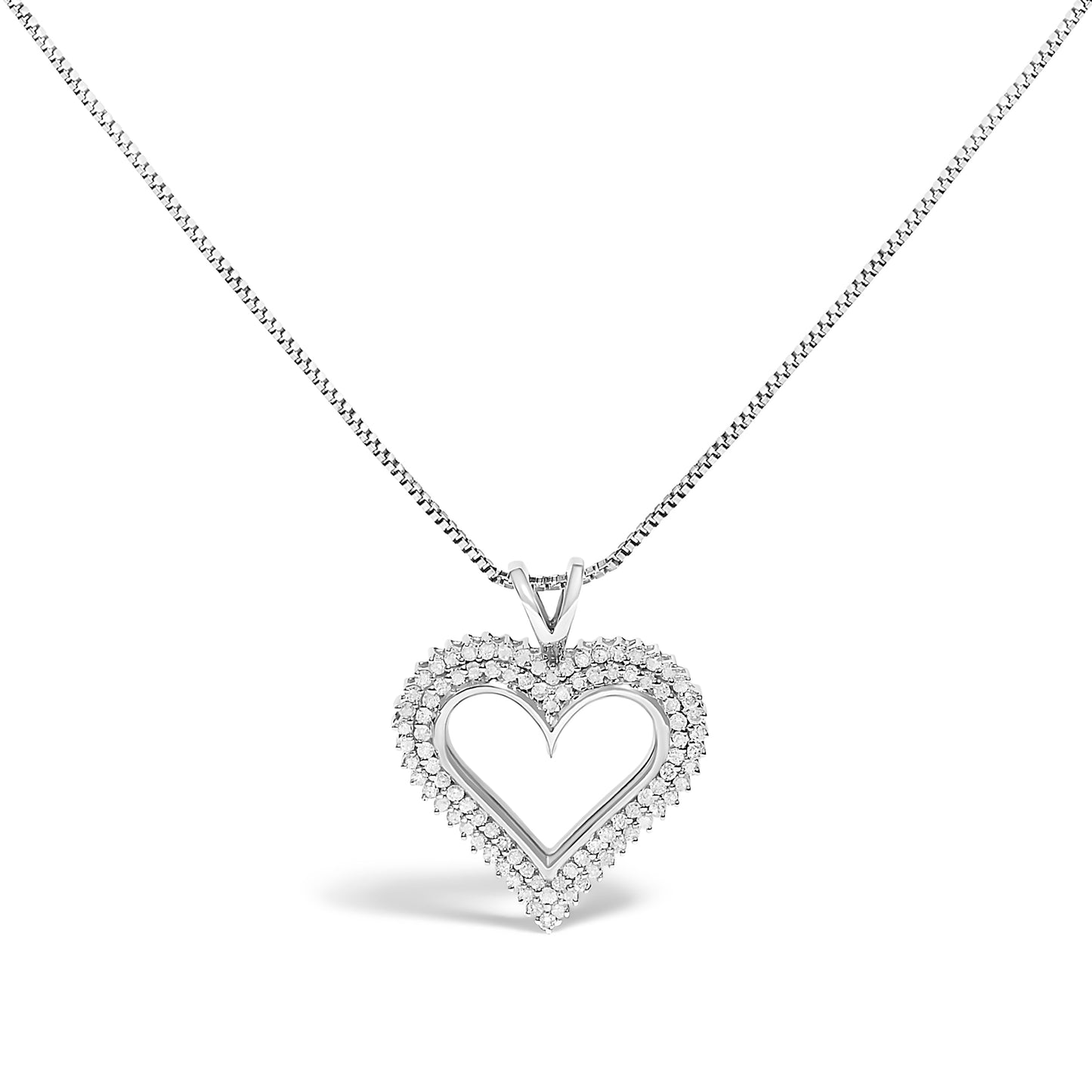 Collar con Colgante de Corazón de Diamante de Plata Esterlina .925 1.00 Cttw