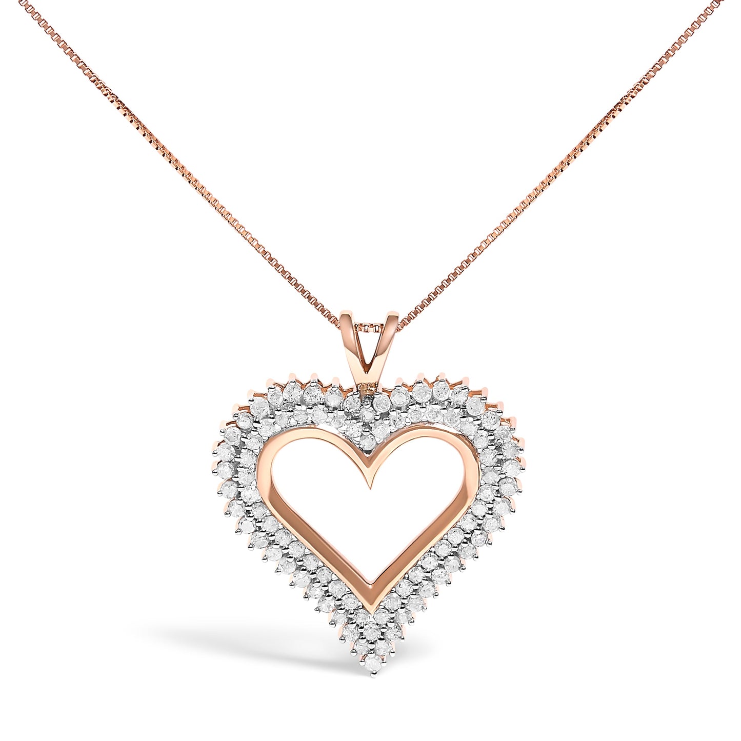 Collar con Colgante de Corazón de Diamante de Plata Esterlina .925 1.00 Cttw