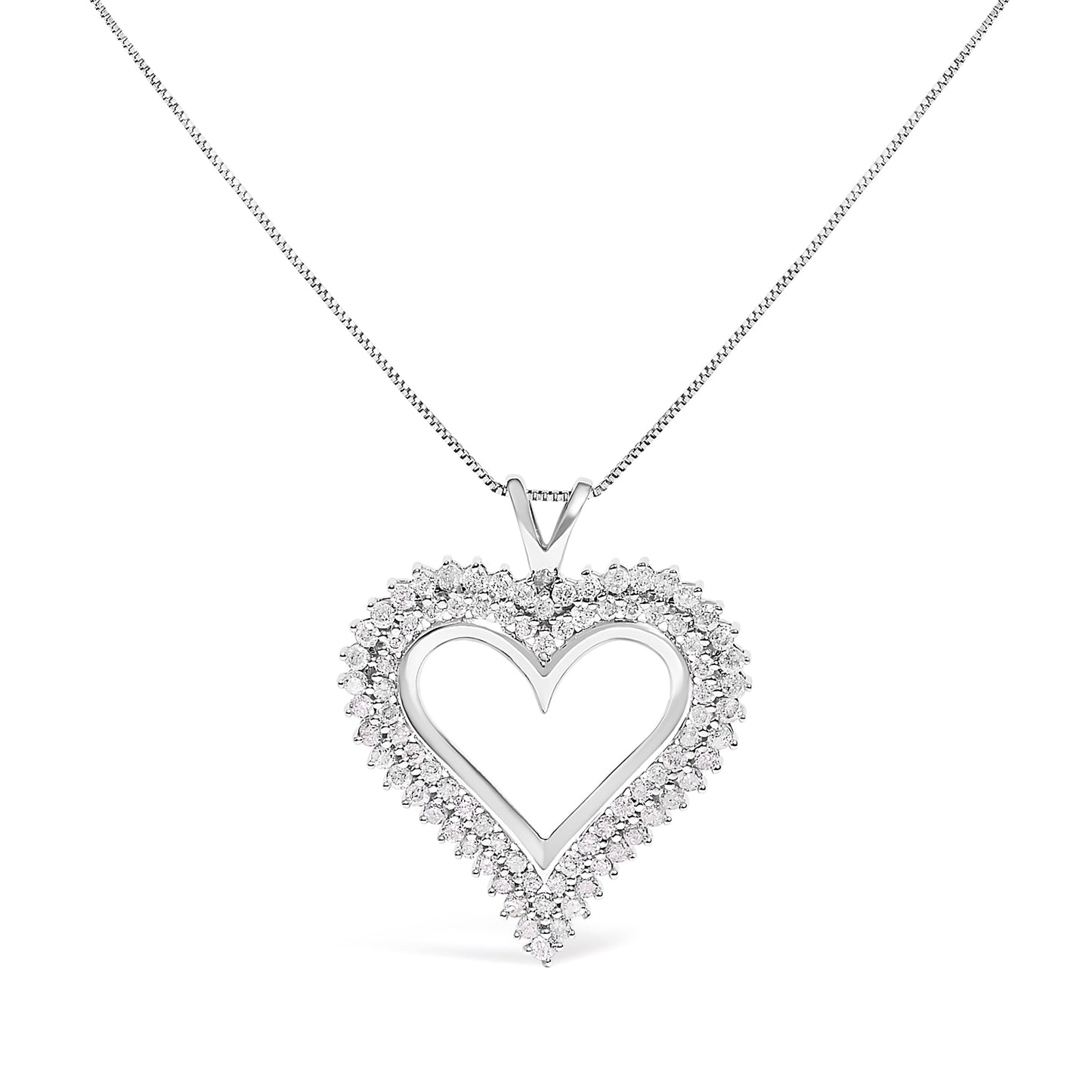 Collar con Colgante de Corazón de Diamante de Plata Esterlina .925 1.00 Cttw