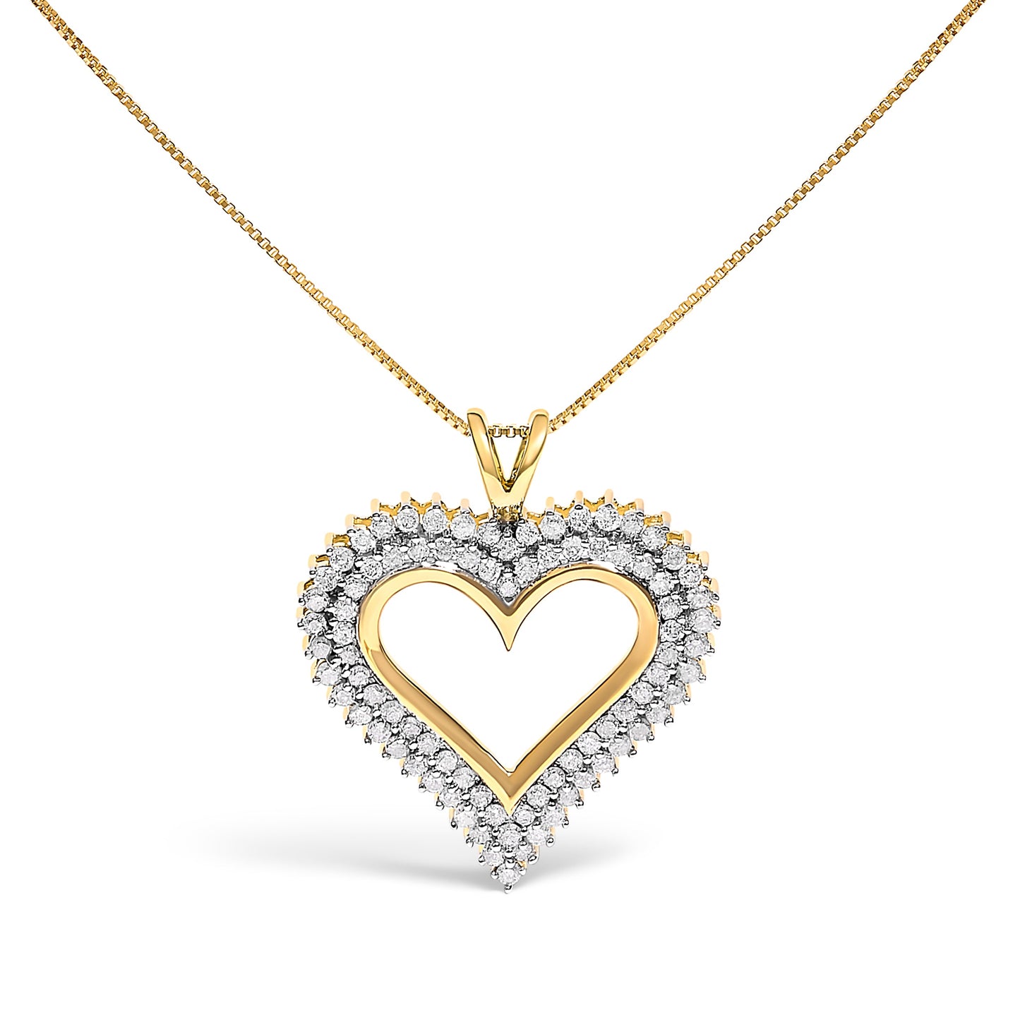 Collar con Colgante de Corazón de Diamante de Plata Esterlina .925 1.00 Cttw
