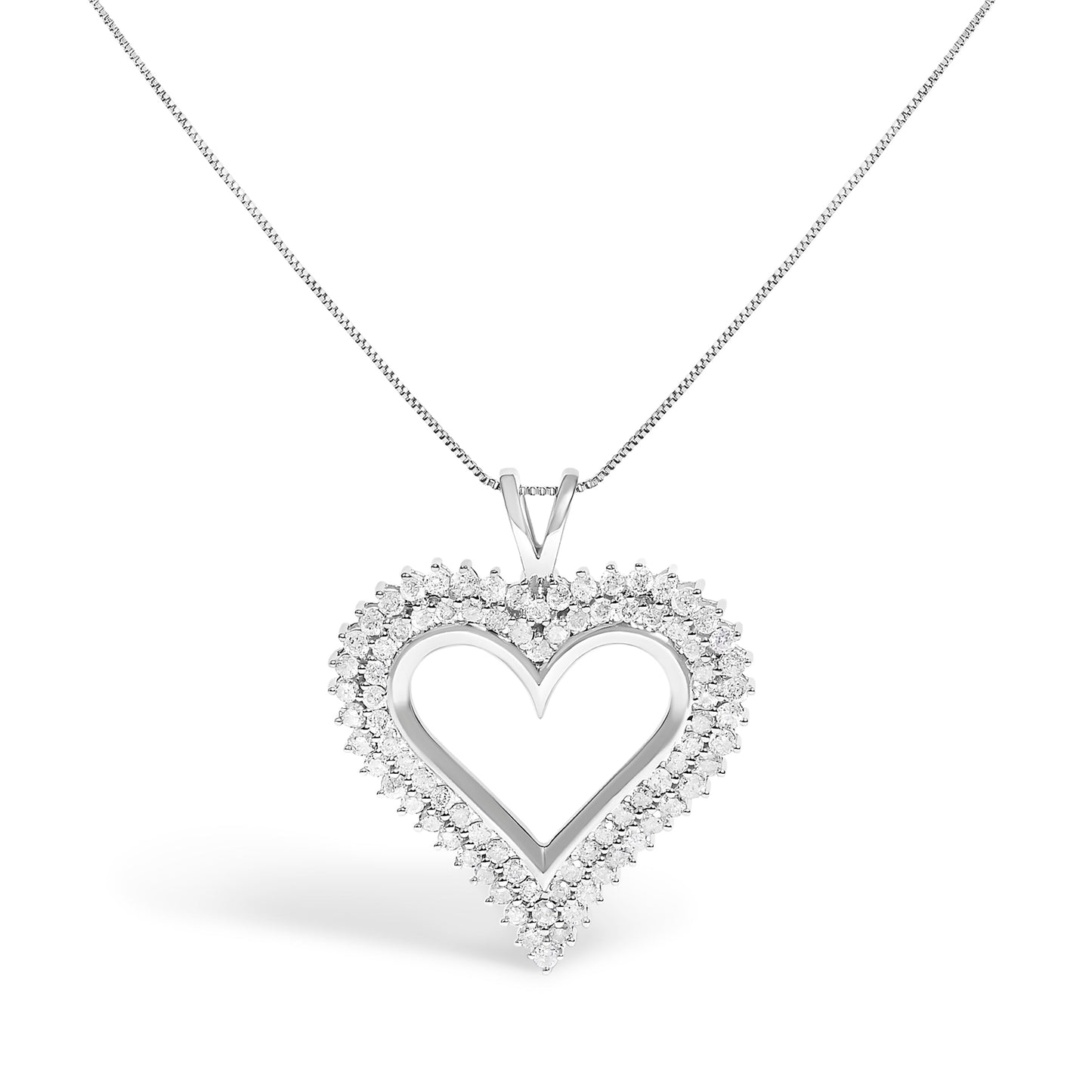 Collar con Colgante de Corazón de Diamante de Plata Esterlina .925 1.00 Cttw