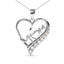 Pendentif en cœur "Mom" en argent sterling 925 avec diamant