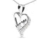 Pendentif en cœur "Mom" en argent sterling 925 avec diamant