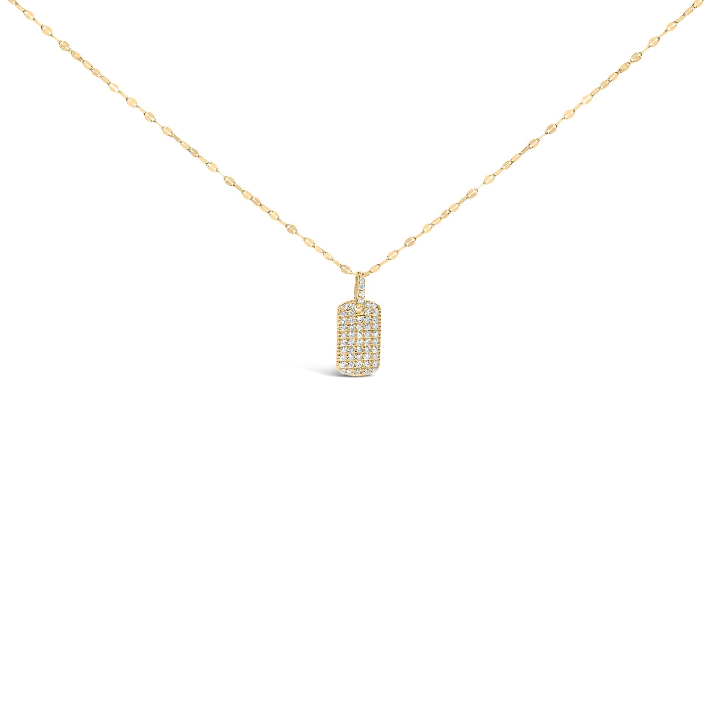 Pendentif en forme de plaque militaire en or jaune 14K avec diamants - 18"