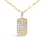 Pendentif en forme de plaque militaire en or jaune 14K avec diamants - 18"