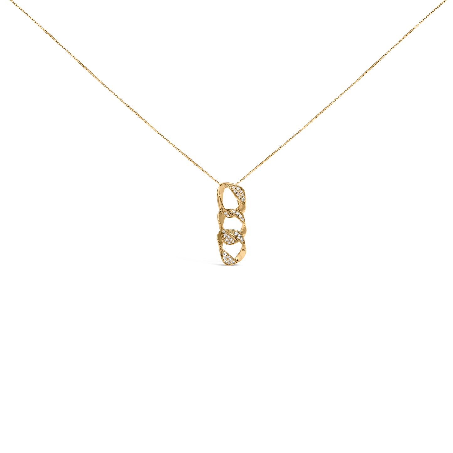 Collar con colgante de círculo entrelazado de diamantes chapado en oro amarillo de 14K