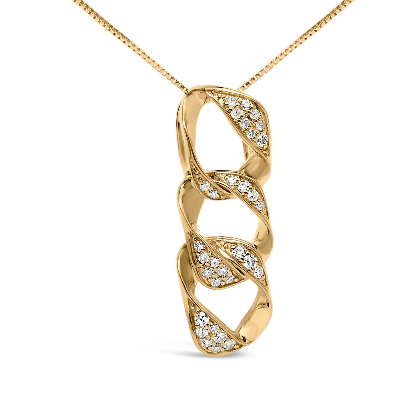 Collar con colgante de círculo entrelazado de diamantes chapado en oro amarillo de 14K