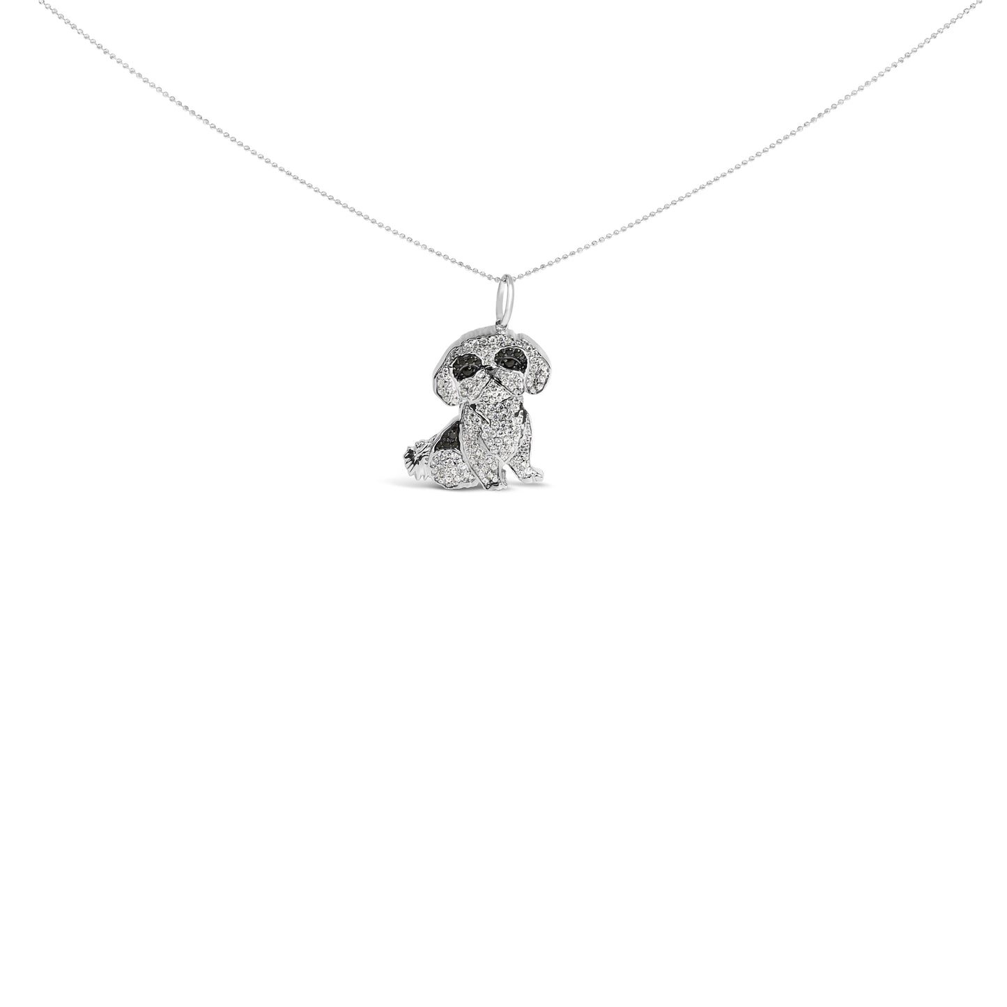 Collar de Péndulo de Shih Tzu de Diamante de Plata Esterlina .925
