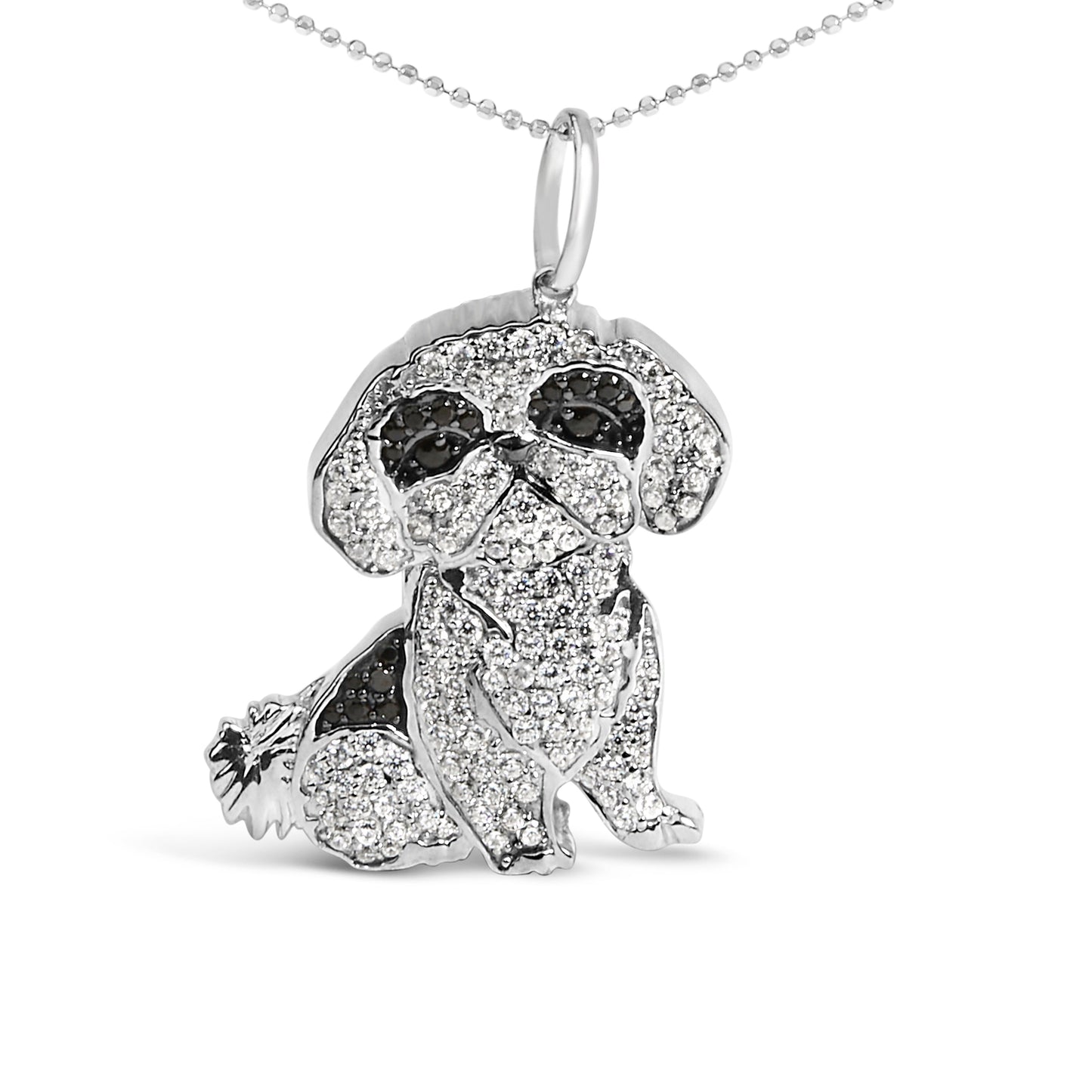 Collar de Péndulo de Shih Tzu de Diamante de Plata Esterlina .925