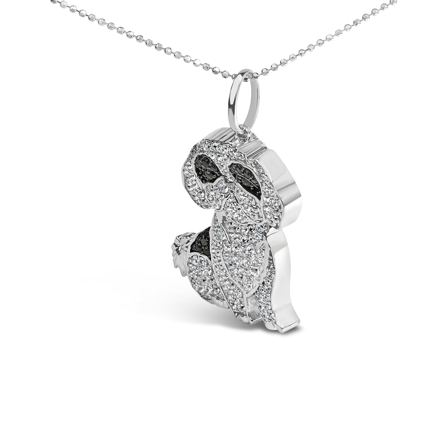 Collar de Péndulo de Shih Tzu de Diamante de Plata Esterlina .925