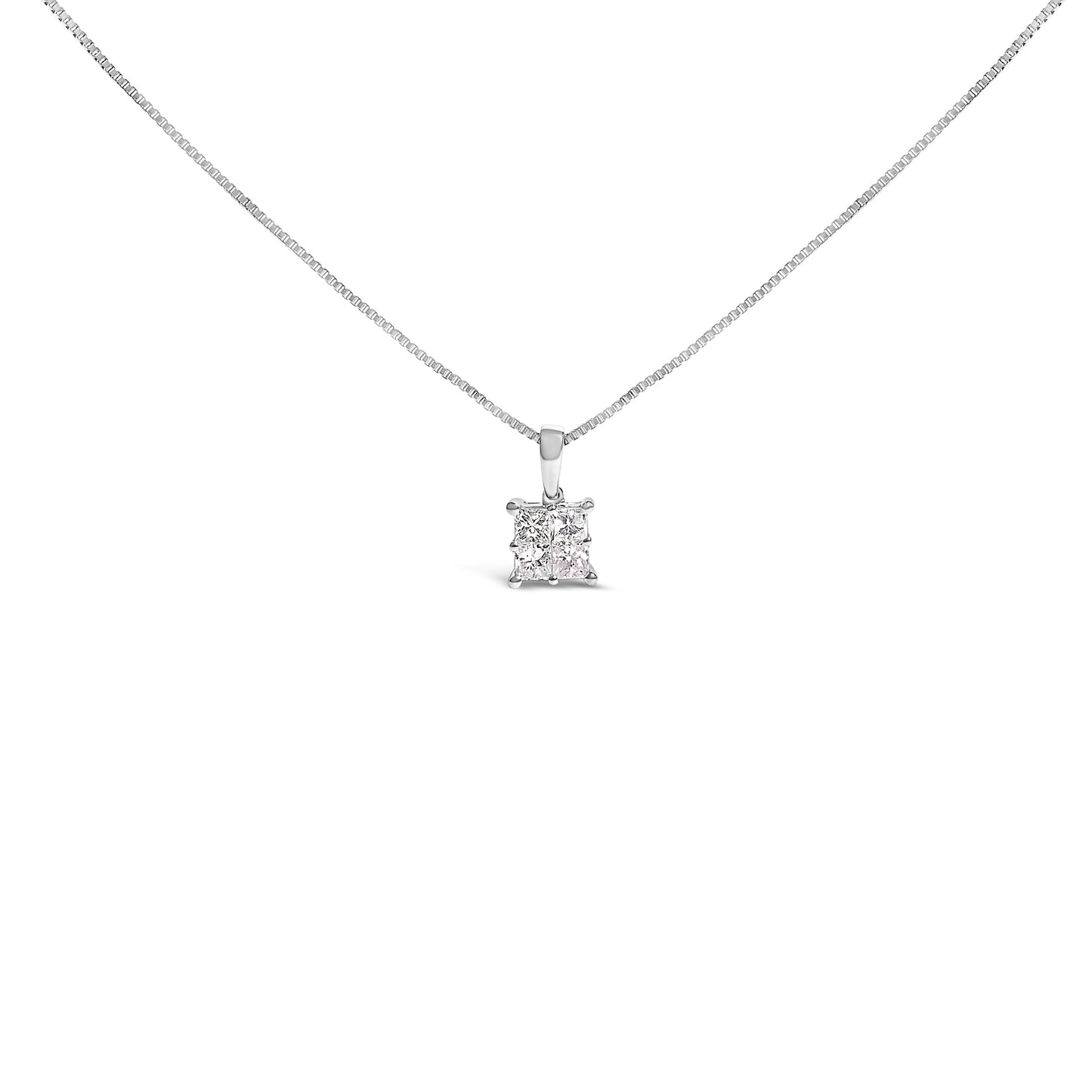 Collar de Pendiente de Diamante Cortado Princesa de Plata Esterlina