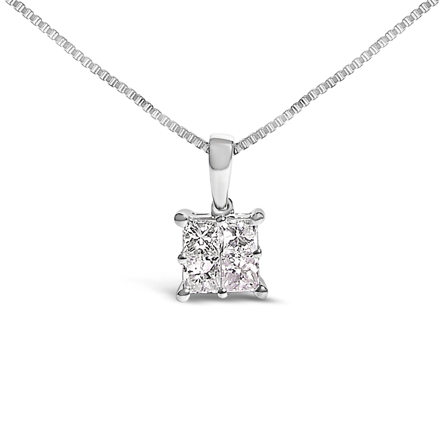 Collar de Pendiente de Diamante Cortado Princesa de Plata Esterlina