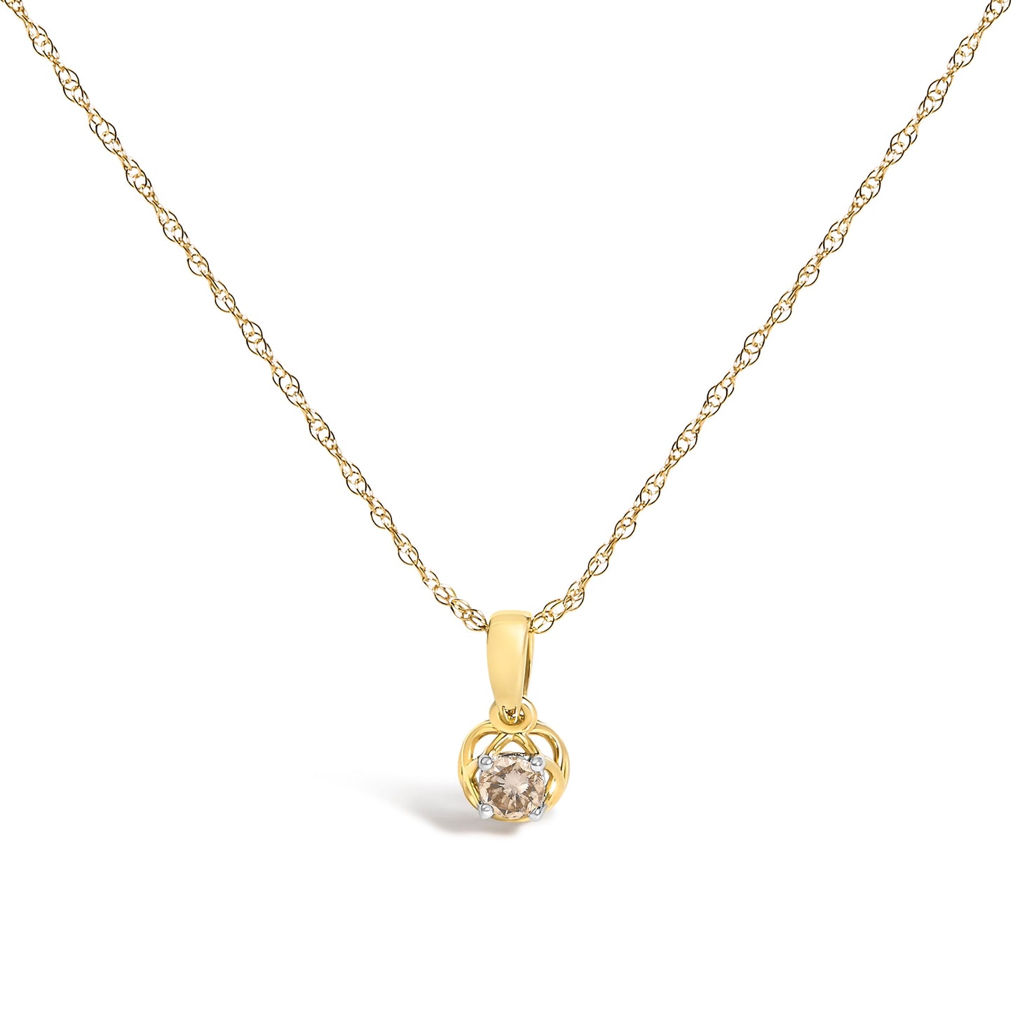 Collar de Péndulo Abierto de Diamante de Plata Baño de Oro de 14K
