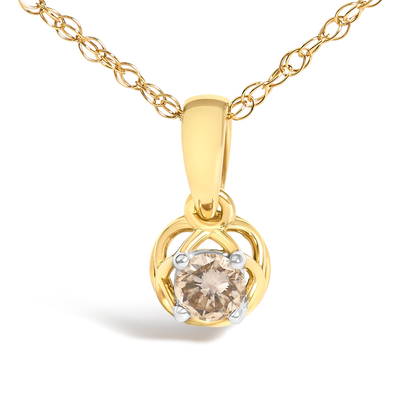 Collar de Péndulo Abierto de Diamante de Plata Baño de Oro de 14K