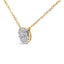 14K Yellow Gold Plated Sterling Silver Diamond Cluster Pendant Necklace