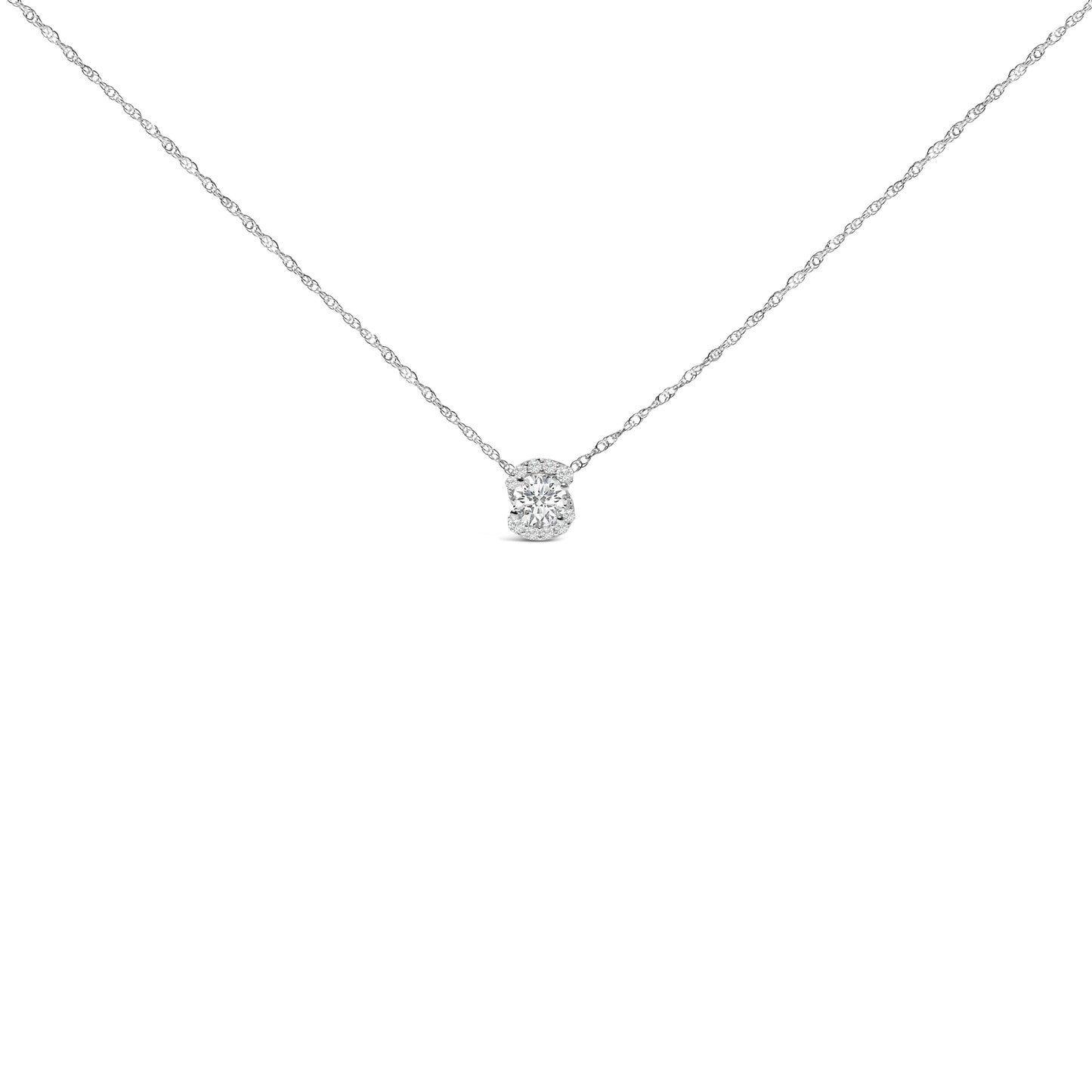 .925 Sterling Silver Lab Grown Diamond Pendant Necklace 18"