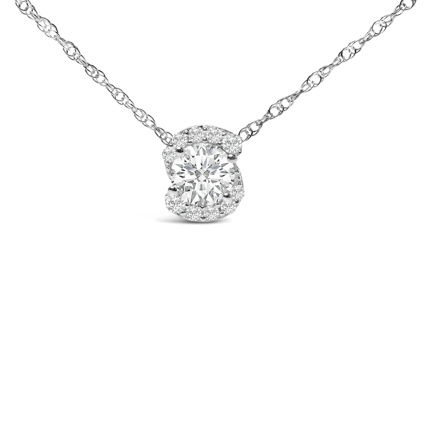.925 Sterling Silver Lab Grown Diamond Pendant Necklace 18"