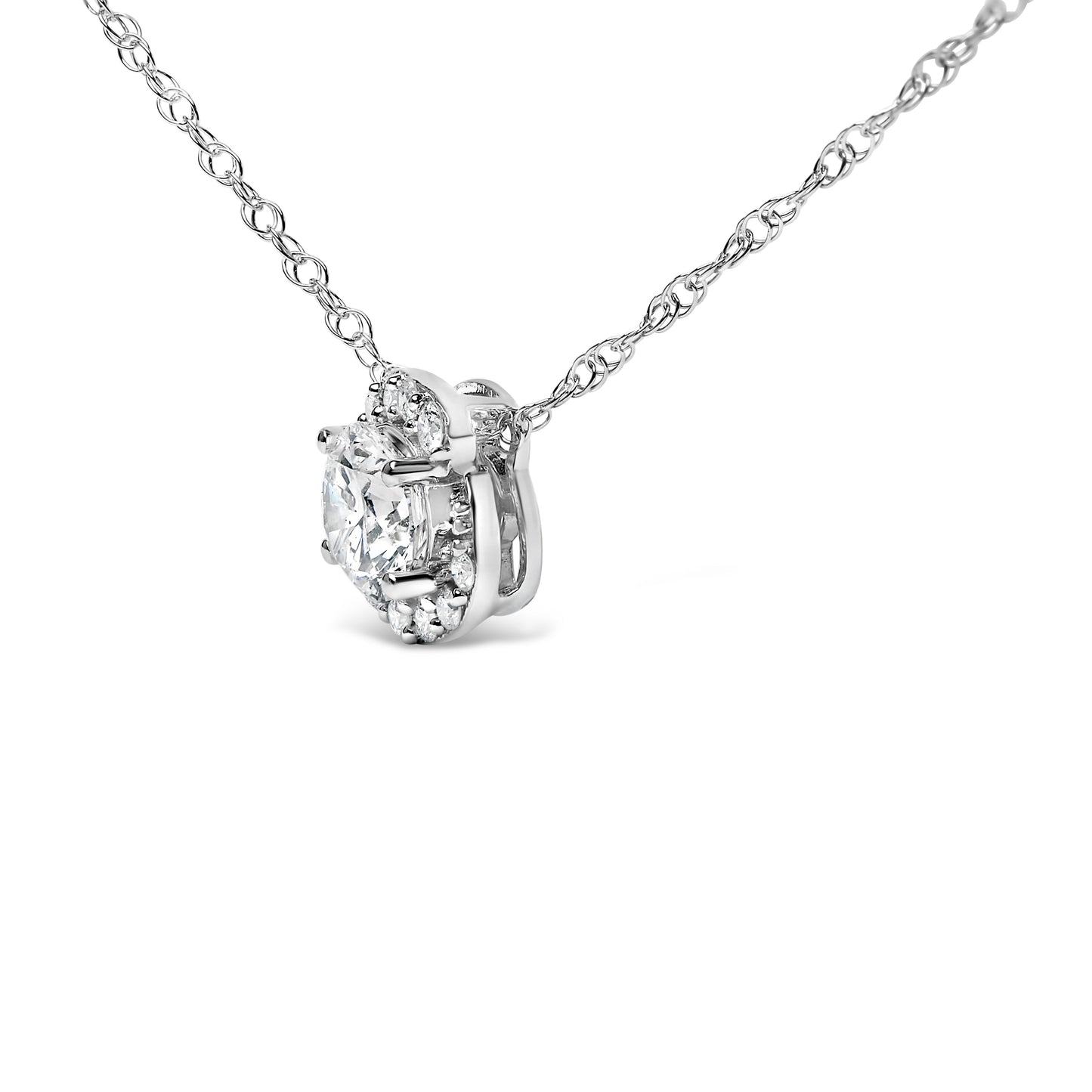 .925 Sterling Silver Lab Grown Diamond Pendant Necklace 18"