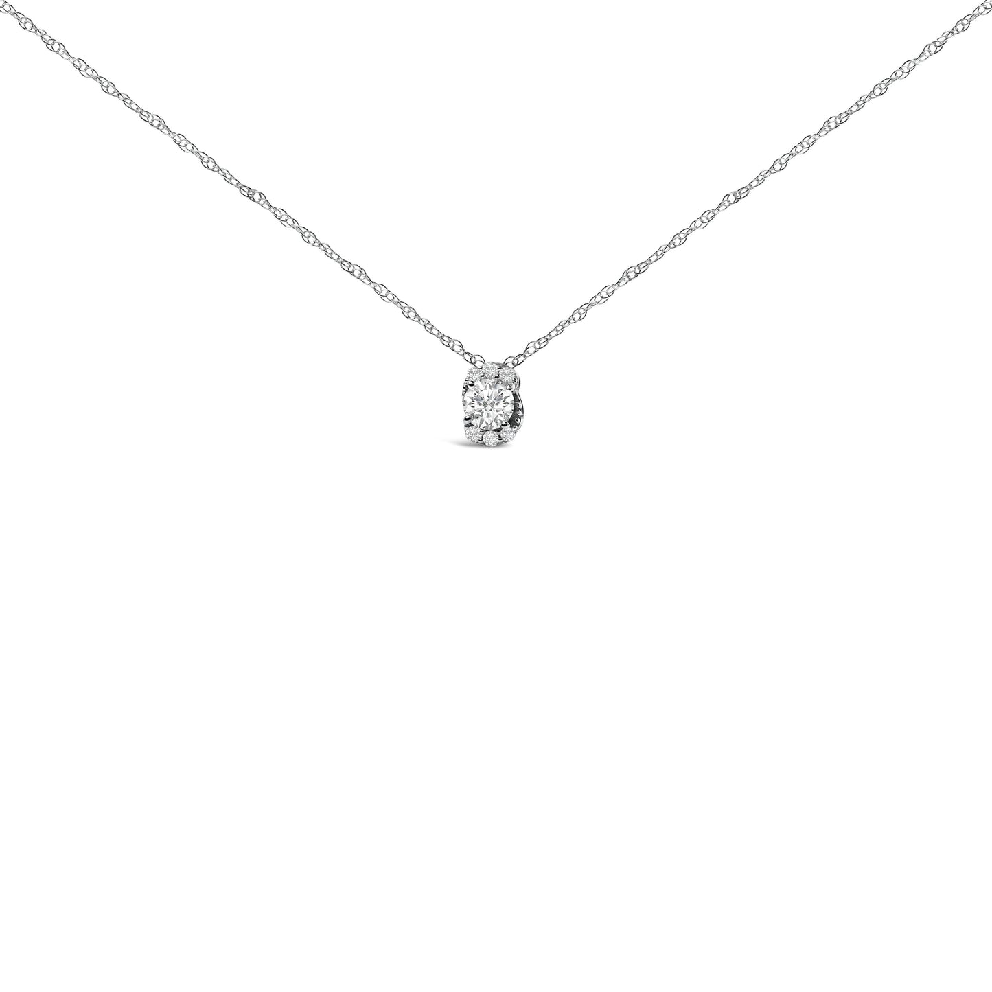 Sterling Silver Lab Grown Diamond Oval Halo Pendant Necklace