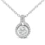 Collier Pendentif Halo en Diamant Cultivé en Laboratoire en Argent Sterling