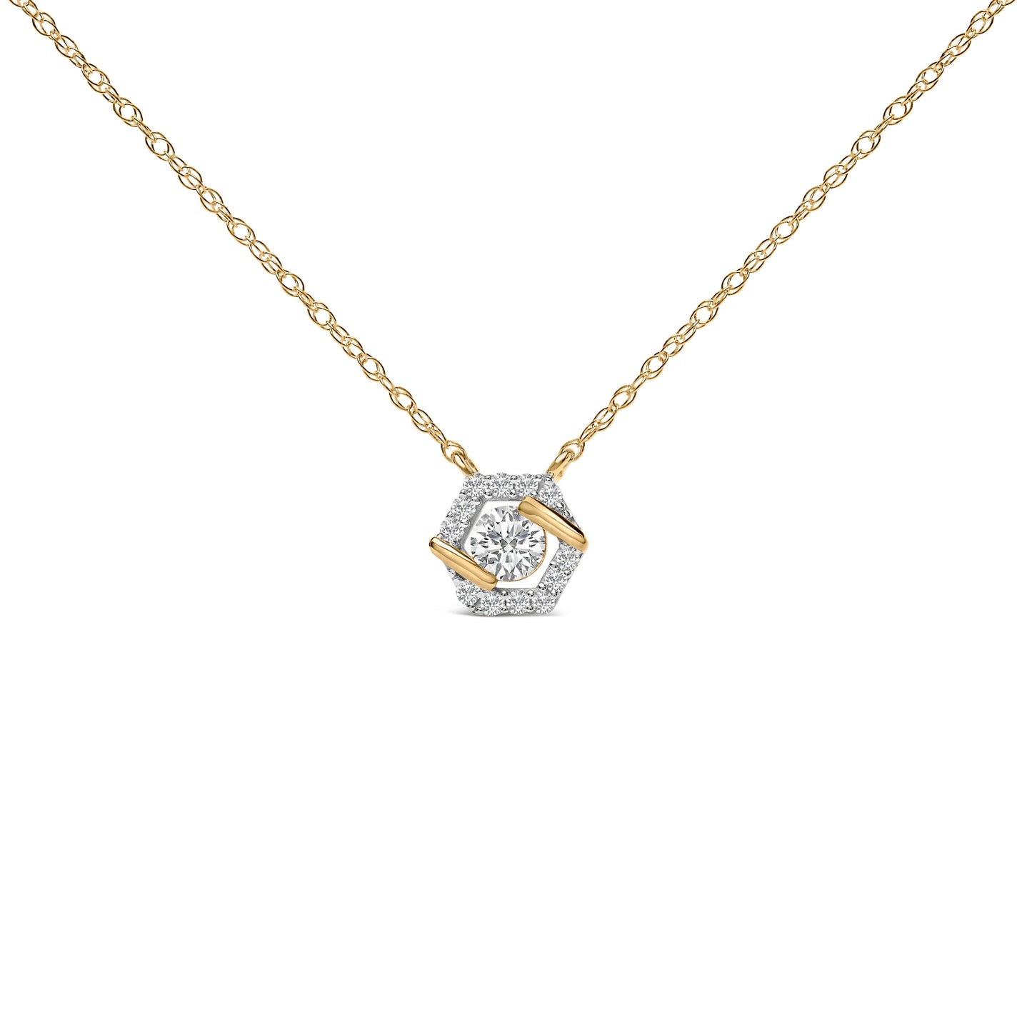 Collier Pendentif en Diamant Lab Grown Plaqué Or Jaune 14K en Argent Sterling