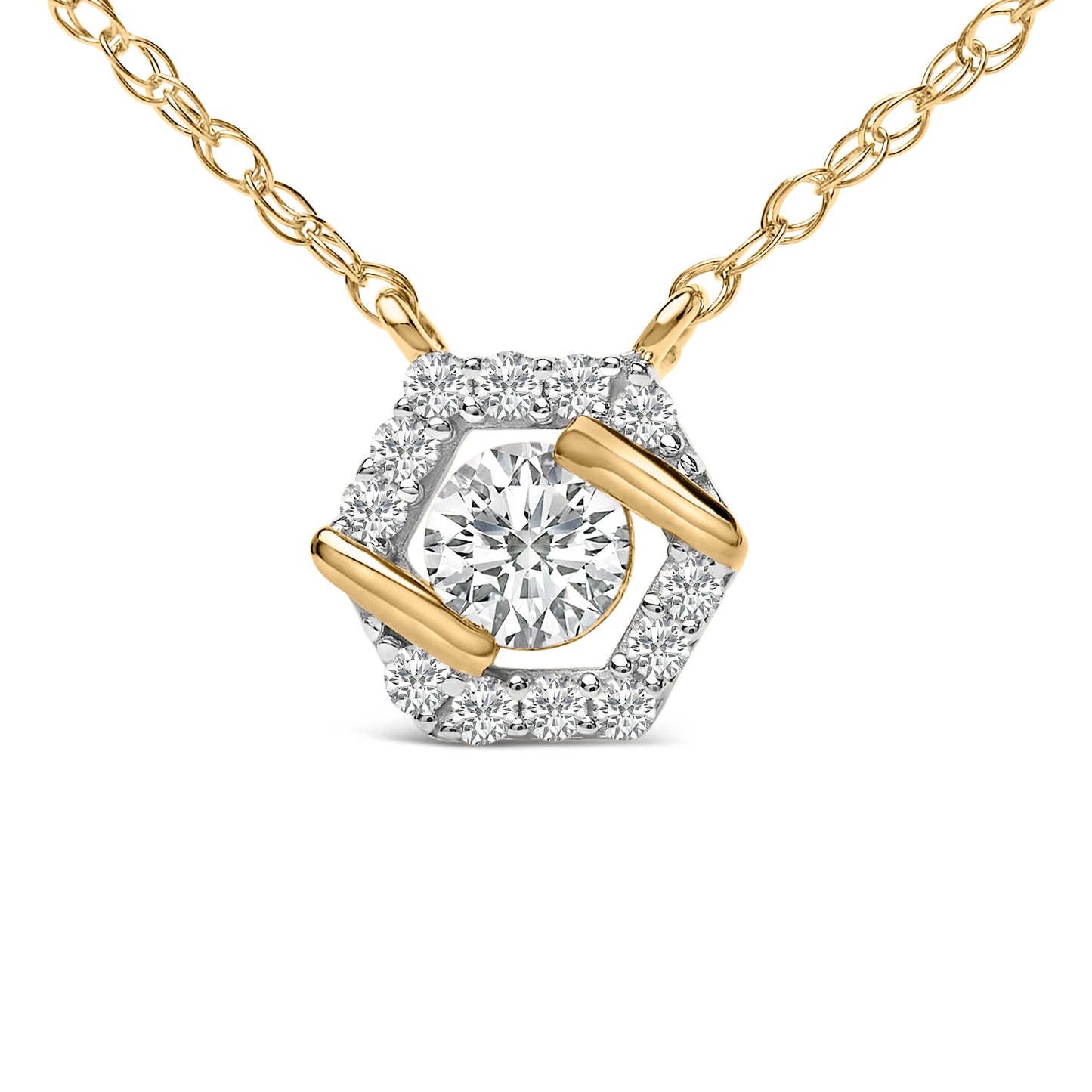 Collier Pendentif en Diamant Lab Grown Plaqué Or Jaune 14K en Argent Sterling