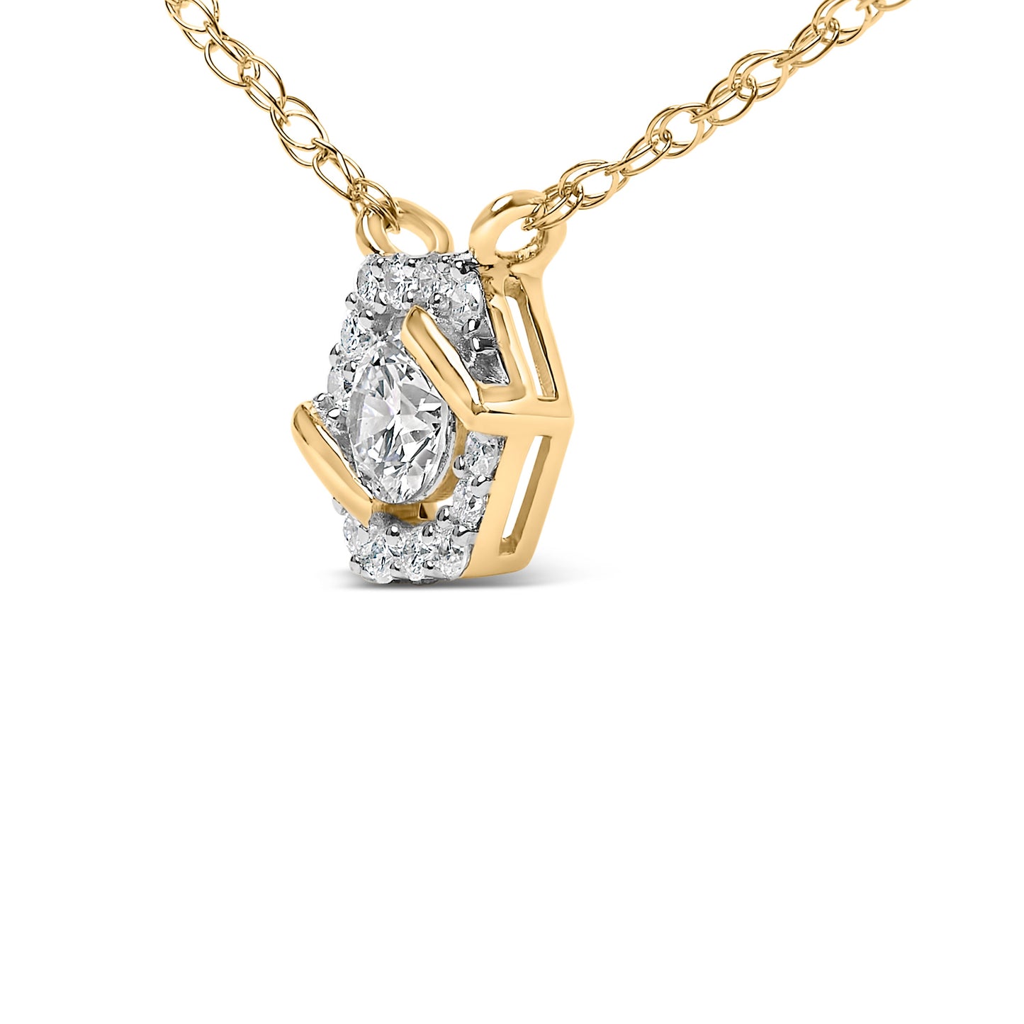 Collier Pendentif en Diamant Lab Grown Plaqué Or Jaune 14K en Argent Sterling