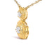14K Yellow Gold Plated Sterling Silver Lab Grown Diamond Rose Pendant Necklace