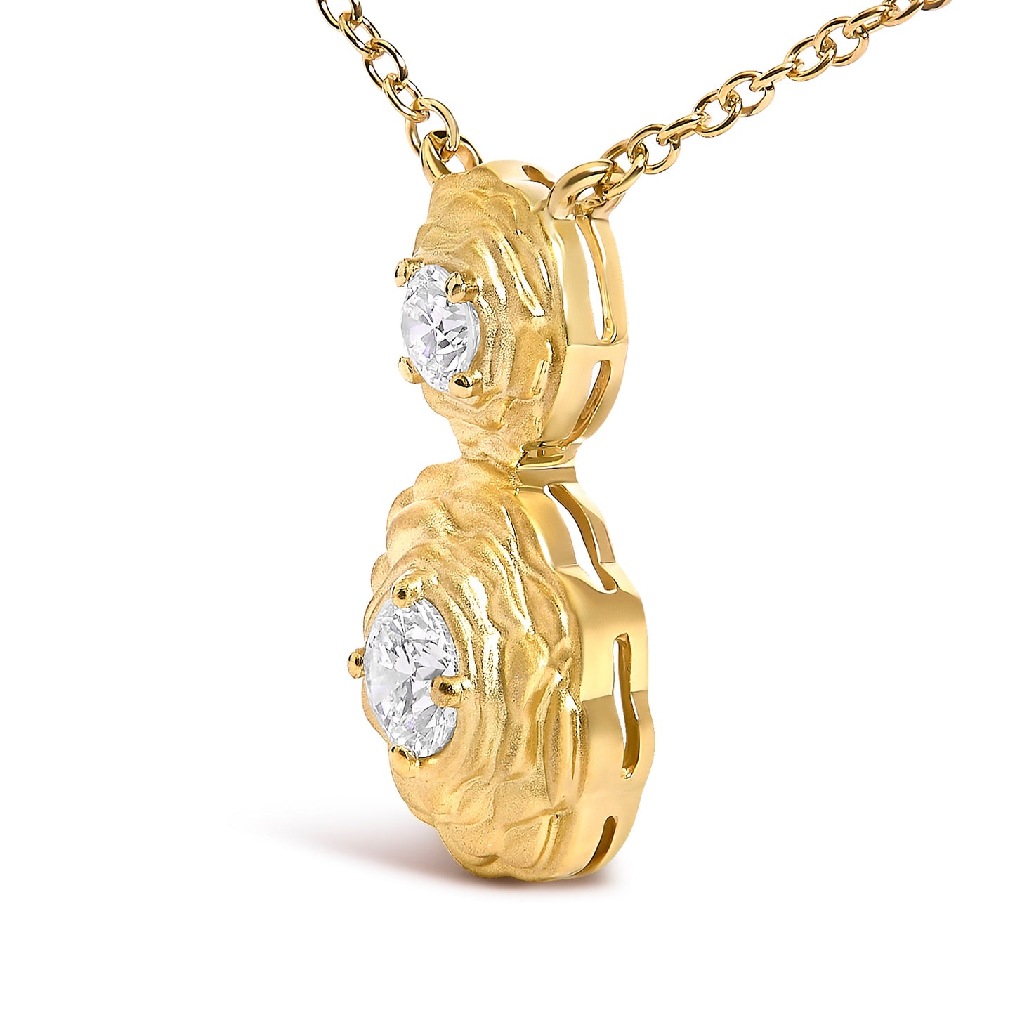 14K Yellow Gold Plated Sterling Silver Lab Grown Diamond Rose Pendant Necklace