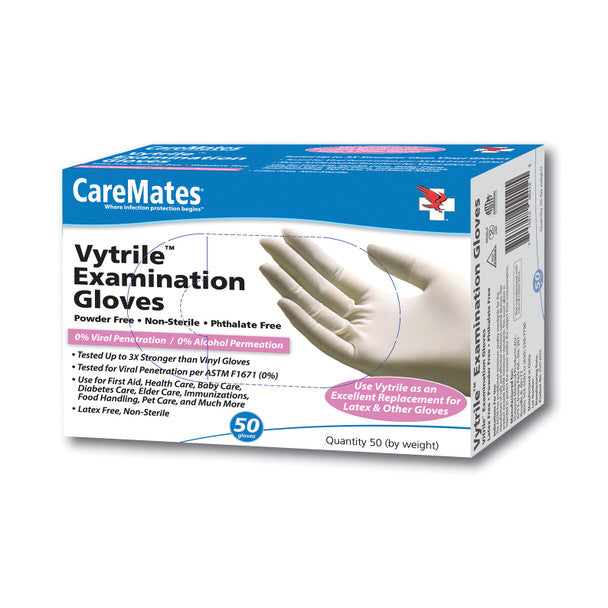 Gants d'examen Vytrile CareMates, Petit, 50 Comptes – Sans latex et sans poudre