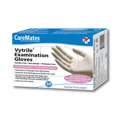 CareMates Vytrile Exam Gloves, Small, 50 Count – Latex-Free & Powder-Free
