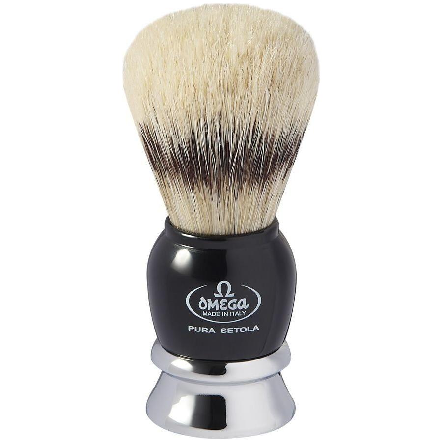 Omega Pure Bristle Shaving Brush with Chromed Plastic Handle