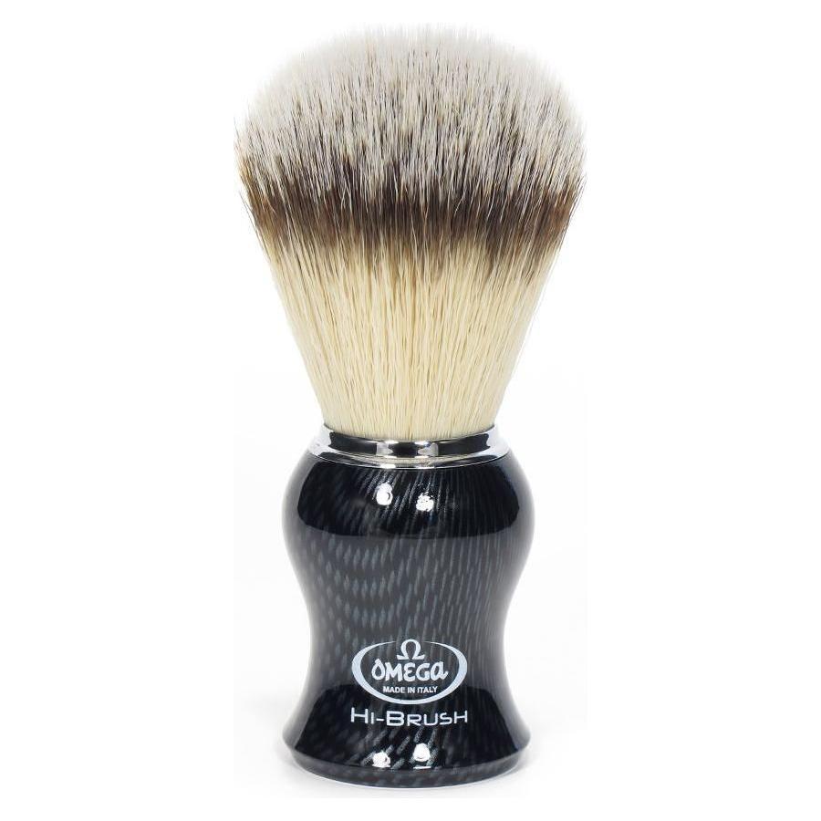Brocha de Afeitar de Nylon Sintético Omega - Aspecto de Fibra de Carbono #46650