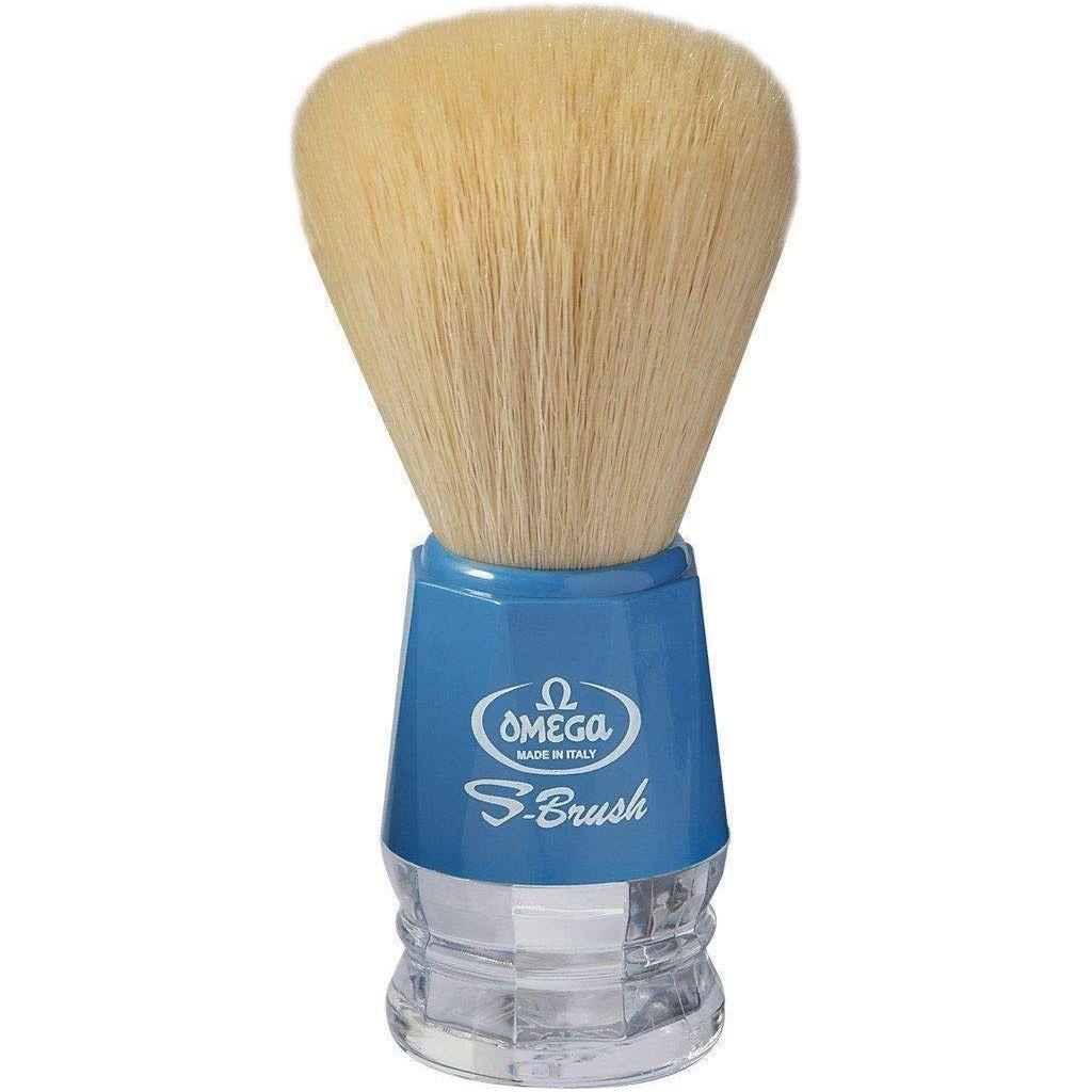 Brosse à raser en fibres synthétiques Omega S-Brush - Bleu