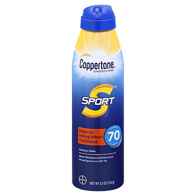Spray de protector solar Coppertone Sport en aerosol continuo SPF 70 - 5.5 oz