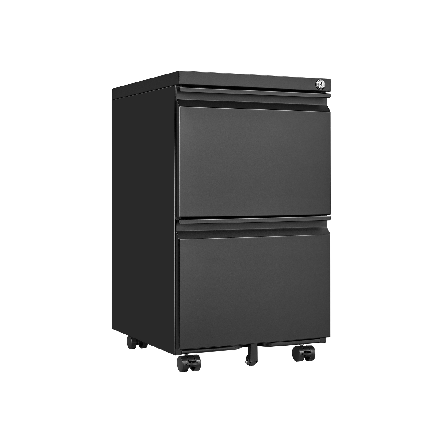 Metal 2 drawer mobile file cabinet with lock, 25.6-inch high legal/letter size file storage cabinet  black - Korvel