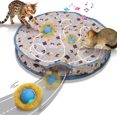 New Arrival Motion Activated Chirping Cat Toy Ball Hunting Cover Play Mat Christmas Interactive Toys For Cats To Play - Korvel