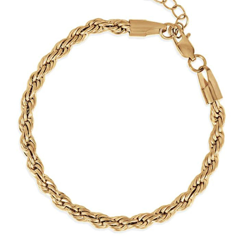 Hip hop gold Fried Dough Twists chain thick bracelet small jewelry chain - Korvel