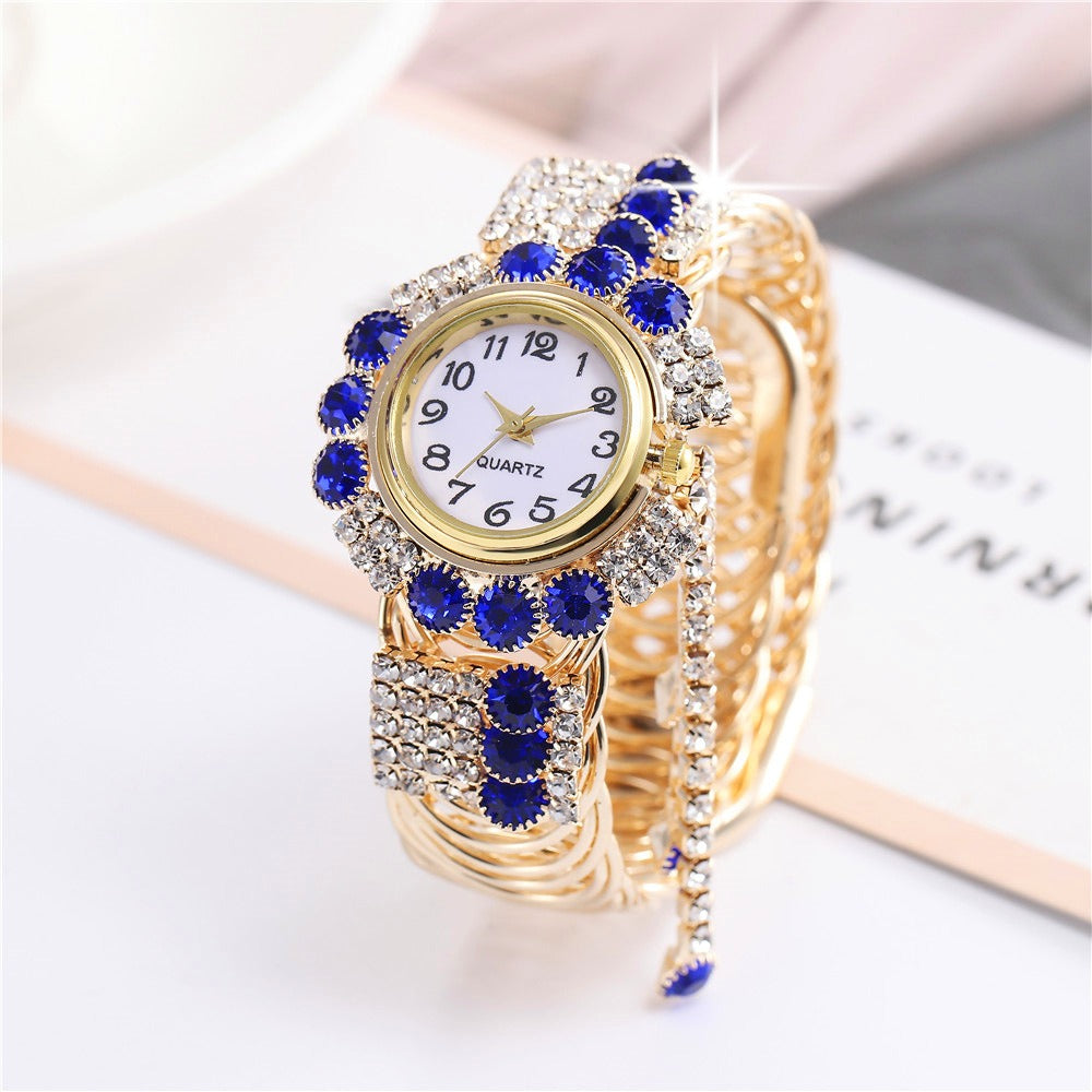 New Fashion Women's Full Diamond Alloy Fashion Watch Creative Tassel Quartz Bracelet Watch Women's Style - Korvel