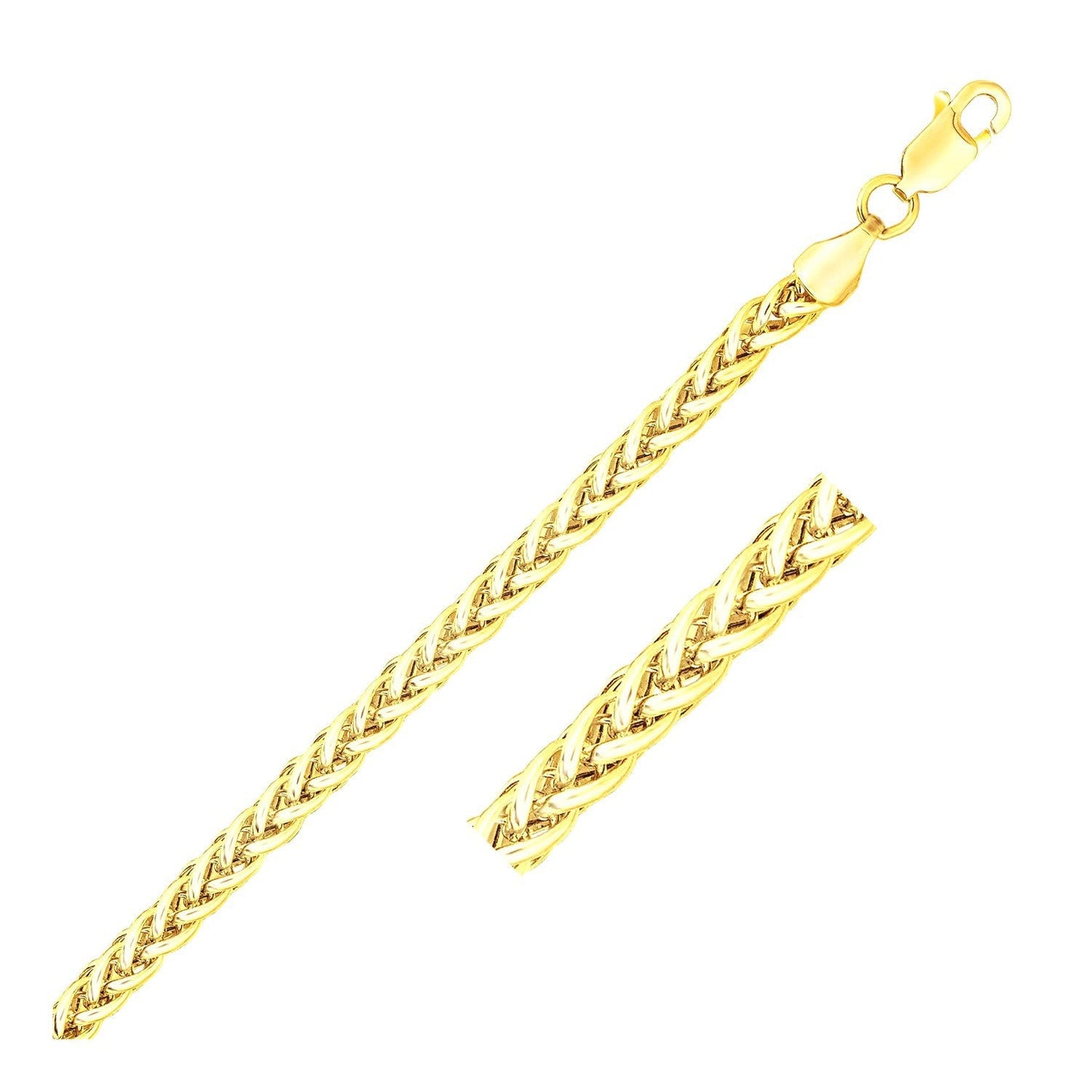 14k Yellow Gold Lightweight Wheat Bracelet - 3.3mm